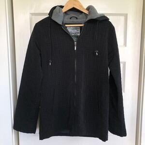 VTG Alaska Frontier Black Quilted Jacket Small Hooded 90s Barn Chore Minimalist